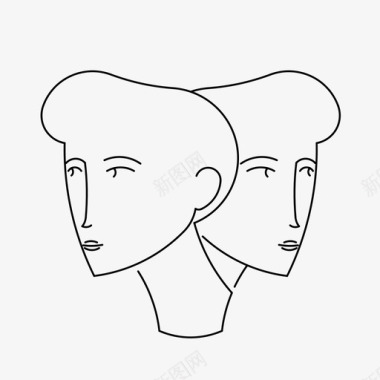 双子座抽象脸图标图标