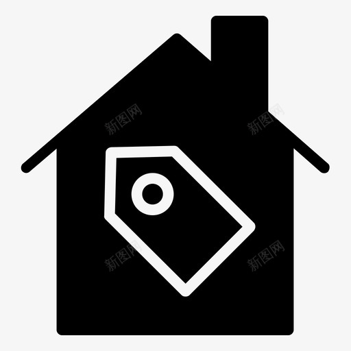 房子出售标签图标svg_新图网 https://ixintu.com 出售 房子 标签