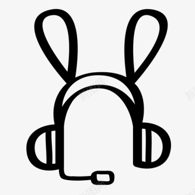 客户服务耳机兔子图标图标