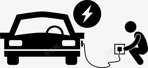电动汽车电池充电图标图标