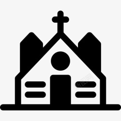 披萨上的城市屋顶上有十字架的教堂建筑物我的城市图标高清图片