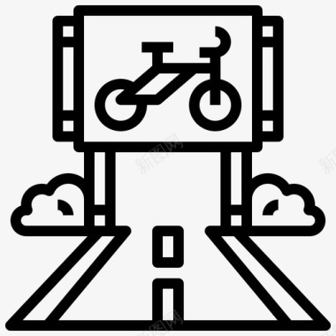 自行车道城市元素自行车图标图标