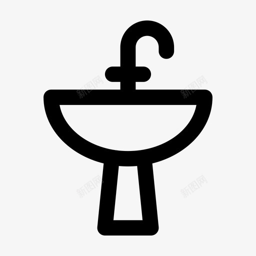 水槽浴室水龙头图标svg_新图网 https://ixintu.com jumpicon家具粗体线条 底座 水槽 水龙头 洗脸盆 浴室