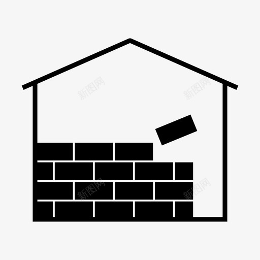 建筑砖墙住宅图标svg_新图网 https://ixintu.com 住宅 建筑 建造 房屋 砖墙 维修