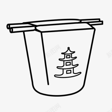 外卖盒竹筷中餐图标图标