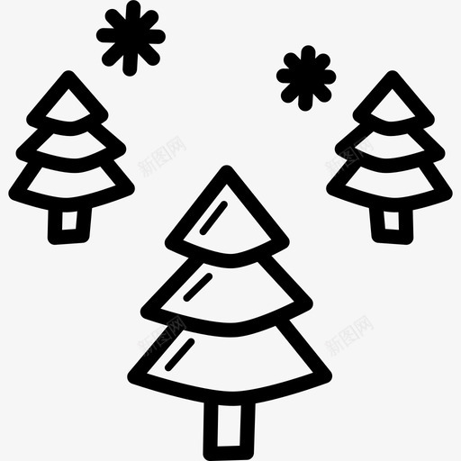 圣诞树新年松树图标svg_新图网 https://ixintu.com 冬天 冬季运动涂鸦 圣诞树 新年 松树 降雪