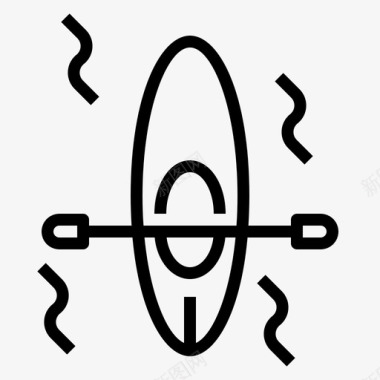 皮划艇小船划桨图标图标
