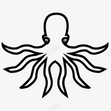 章鱼体头足类软体动物图标图标