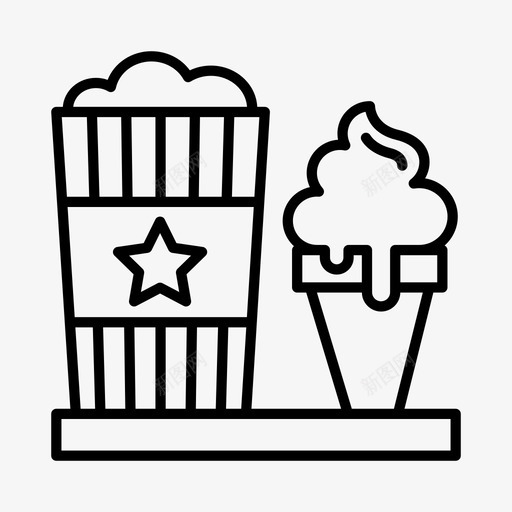 垃圾食品甜点吧冰淇淋图标svg_新图网 https://ixintu.com 冰淇淋 垃圾食品 爆米花 甜点吧 电影