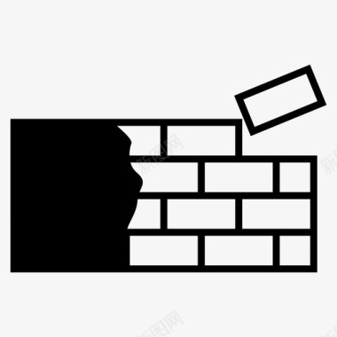砖墙混凝土保护图标图标