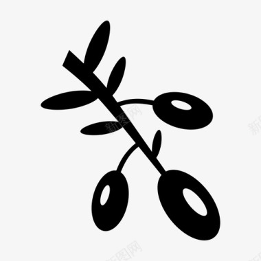 橄榄树枝水果图标图标