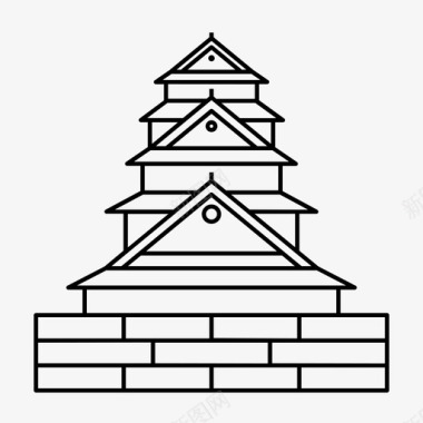 大阪城堡历史日本图标图标