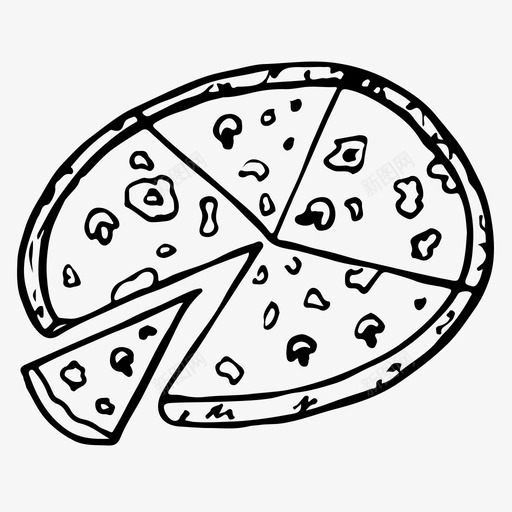 披萨食物手绘图标svg_新图网 https://ixintu.com 手绘 披萨 素描 食物