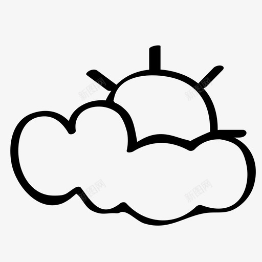 多云手绘天气图标svg_新图网 https://ixintu.com 兔子图标 多云 天气 手绘