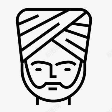 头巾印度男人图标图标