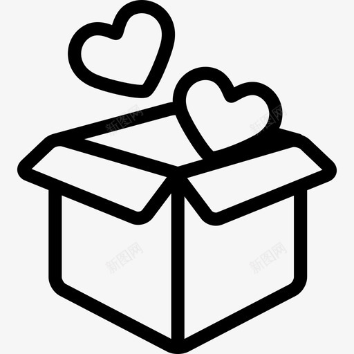 打开有两个心形形状礼品盒的盒子图标svg_新图网 https://ixintu.com 形状 打开有两个心形 礼品盒的盒子
