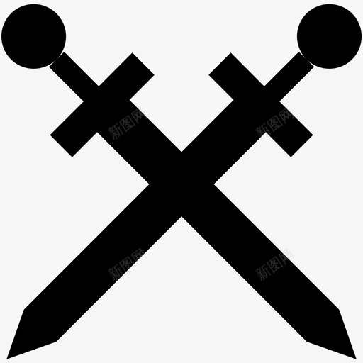 剑攻击交叉剑图标svg_新图网 https://ixintu.com 中世纪 交叉剑 剑 攻击 武器