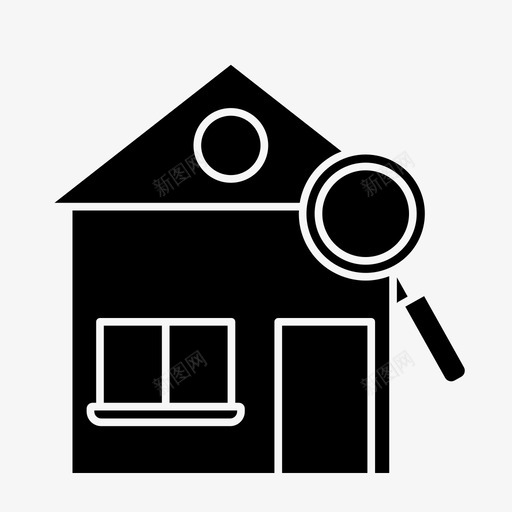 找房子放大镜房地产图标svg_新图网 https://ixintu.com 房地产 找房子 放大镜
