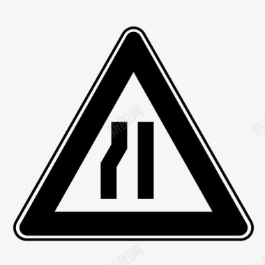 道路从左侧变窄标志警告图标图标