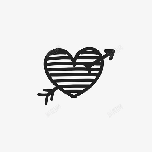 条纹心手绘图案图标svg_新图网 https://ixintu.com 图案 情人节 手绘 手绘心 条纹心