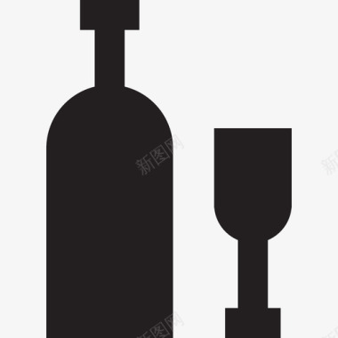 酒瓶和玻璃食物酒店服务图标图标
