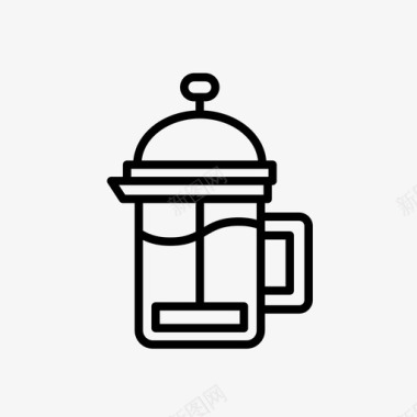 法式冲泡咖啡自助餐厅咖啡冲床图标图标