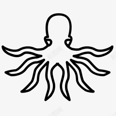 章鱼体头足类软体动物图标图标