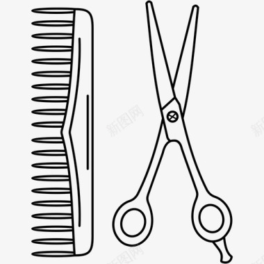 剪刀和梳子图标图标
