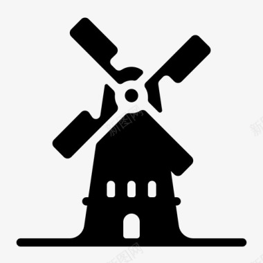 荷兰风车荷兰纪念碑图标图标