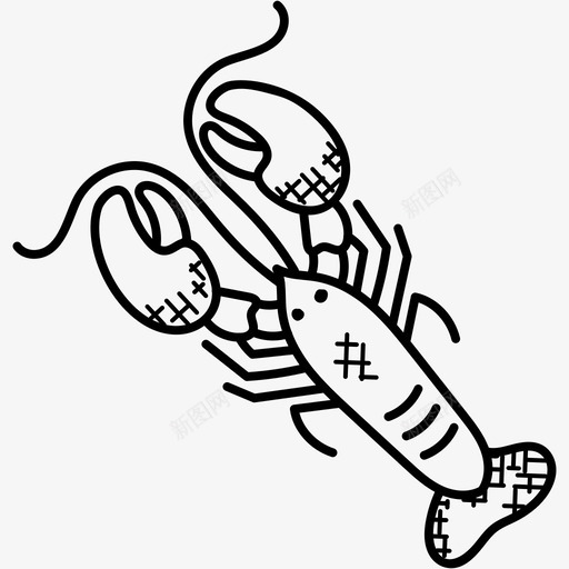 龙虾动物曼陀罗图标svg_新图网 https://ixintu.com 动物 曼陀罗 海鲜 野生动物 食物和饮料涂鸦图标 龙虾