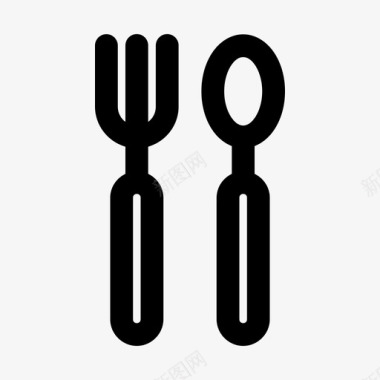 叉子和勺子食物菜单图标图标