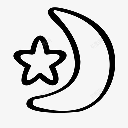 夜晚手绘月亮图标svg_新图网 https://ixintu.com 兔子图标 夜晚 手绘 星星 月亮