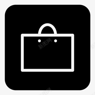 商店购物袋线图标在实心圆形方形图标
