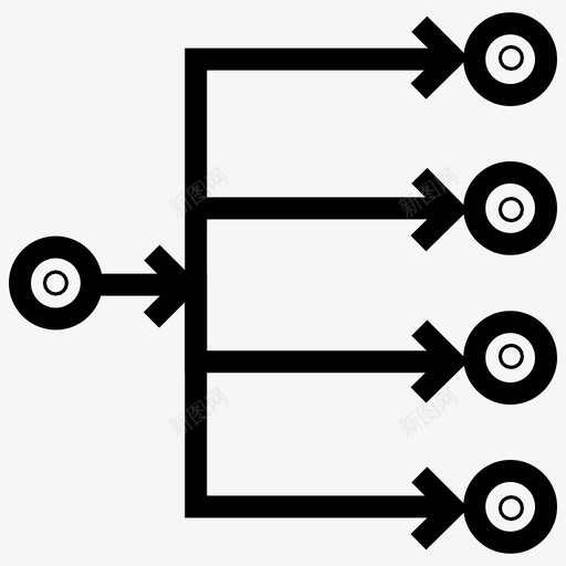 多播分支数据流图标svg_新图网 https://ixintu.com 一对多 分支 多播 数据流 箭头1 路径