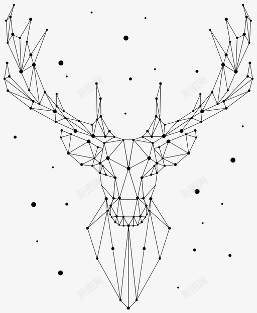 鹿麋鹿低多边形图标svg_新图网 https://ixintu.com 低多边形 星星 野生动物 鹿 麋鹿