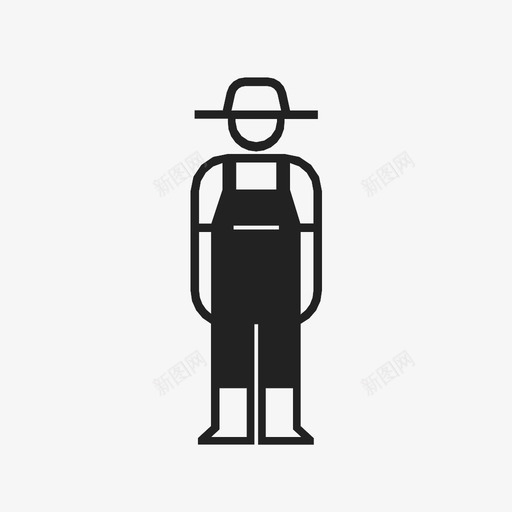 农夫工装裤帽子图标svg_新图网 https://ixintu.com 人 农夫 制服 工作服 工装裤 帽子
