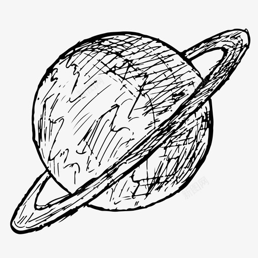 行星手绘土星图标svg_新图网 https://ixintu.com 土星 太空 手绘 素描 行星
