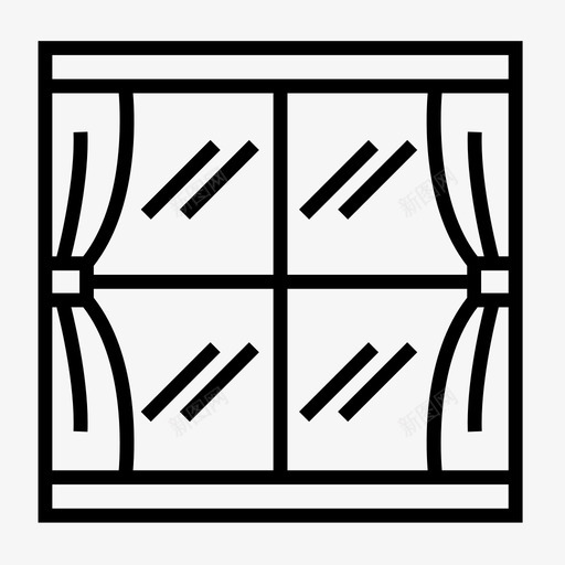 窗户玻璃家图标svg_新图网 https://ixintu.com 室内 家 房子 玻璃 窗户