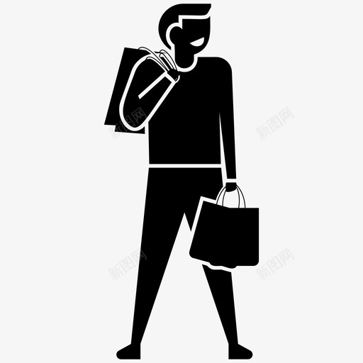 拿着购物袋的家伙购物生活方式图标svg_新图网 https://ixintu.com 人物插图 拿着购物袋的家伙 生活方式 购物 购物男人