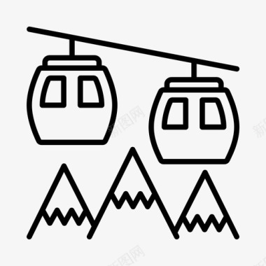 滑雪场空中缆车高山缆车图标图标