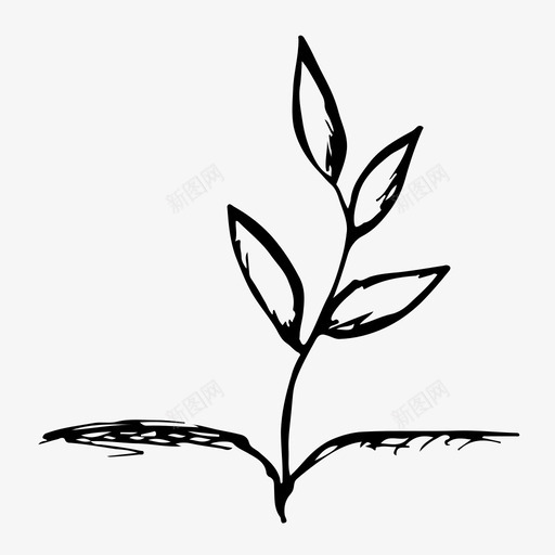 萌芽手绘自然图标svg_新图网 https://ixintu.com 手绘 春天 植物 素描图标 自然 萌芽