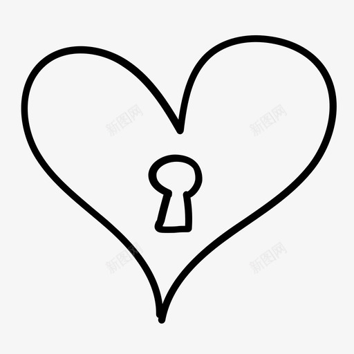 心锁手写钥匙图标svg_新图网 https://ixintu.com 心锁 手写 手写心 爱 钥匙