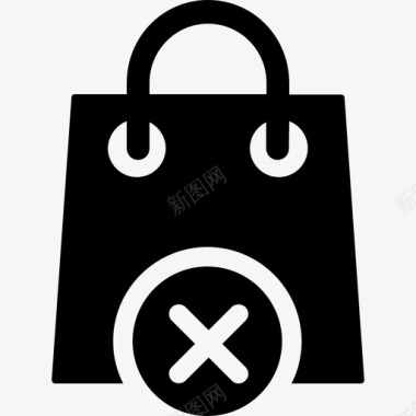 取消购物袋删除电子商务坚实响应图标图标
