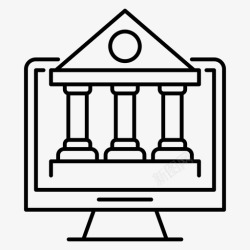学校网上教学平台网上大学银行电脑图标高清图片