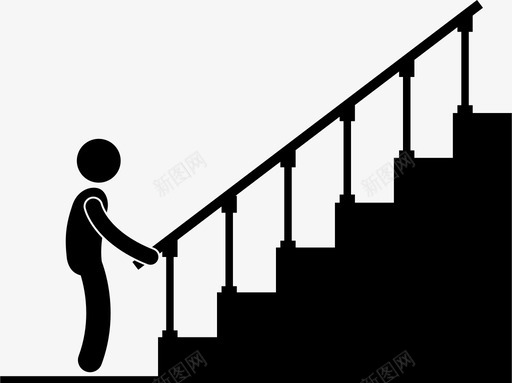 楼梯攀爬上楼图标svg_新图网 https://ixintu.com 上楼 人 住宅室内固定装置 攀爬 楼上 楼梯