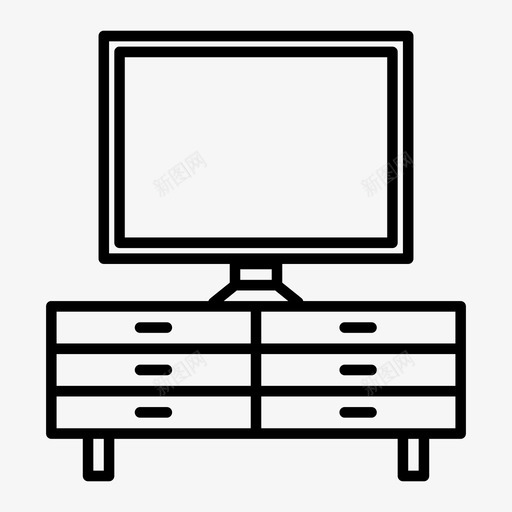 电视电器家具图标svg_新图网 https://ixintu.com 家具 家用 桌子 电器 电视 电视桌