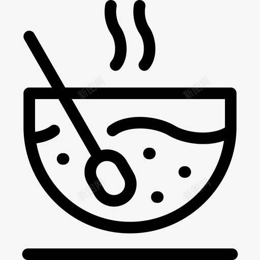 粥碗咖啡和早餐线性图标svg_新图网 https://ixintu.com 咖啡和早餐 粥碗 线性