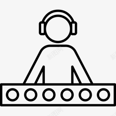 带耳机音乐音乐的DJ图标图标