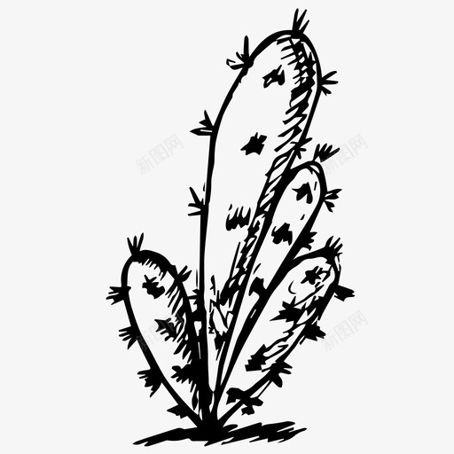 仙人掌植物素描图标svg_新图网 https://ixintu.com 仙人掌 植物 素描
