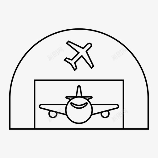 维修飞机机场图标svg_新图网 https://ixintu.com 仓库 修理 机场 机库 维修 飞机